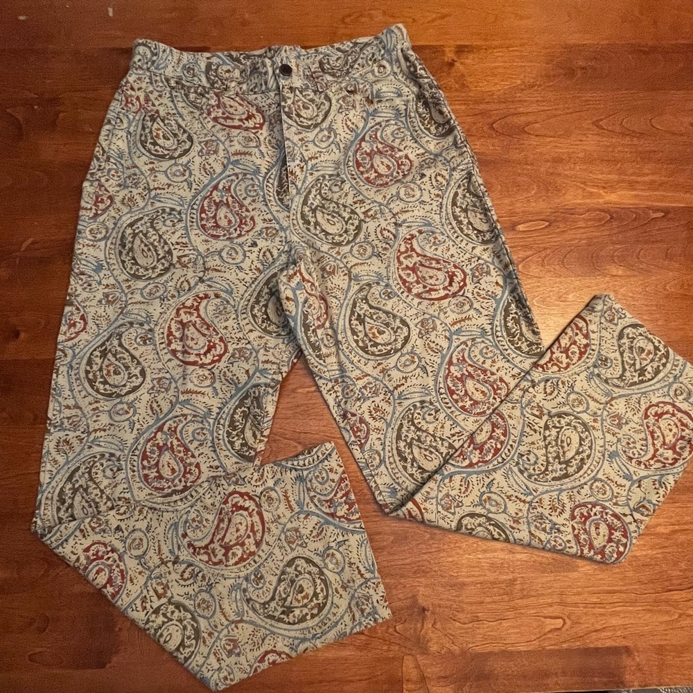 LAUREN RALPH LAUREN Pants Size 4 Linen Cotton Blend Summer Perfect Paisley Print